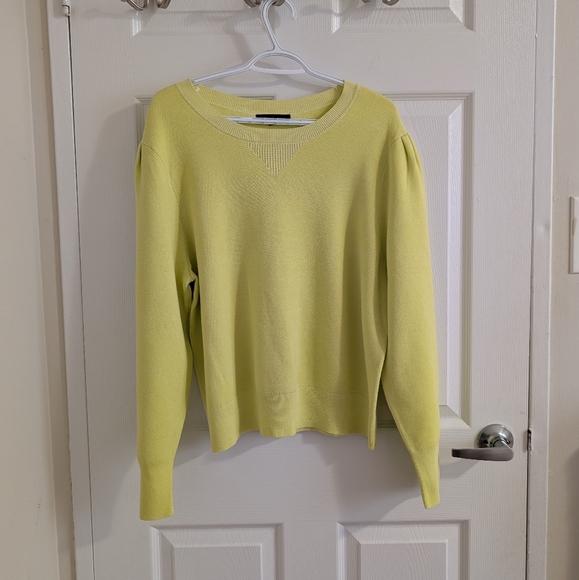 NWT Banana Republic Balloon Sleeve Knit 42%Cotton lime green Sweater Top Size XL - Picture 1 of 12